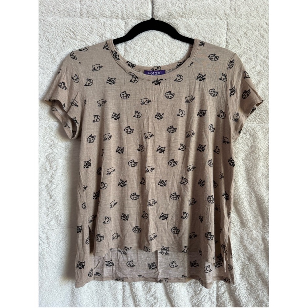 Cat Print Short Sleeve Tee